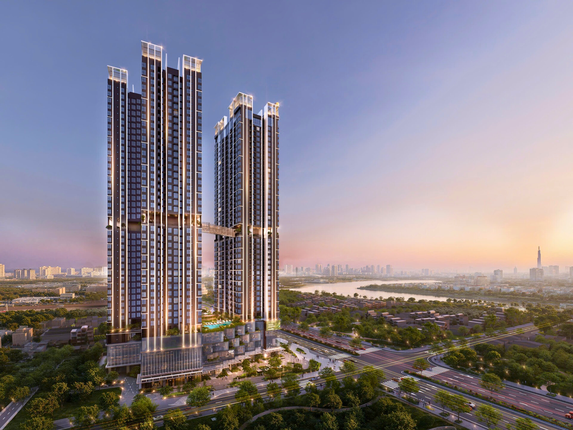Cảnh quan của dự án The Emerald Boulevard được thực hiện bởi chủ đầu tư Lê Phong.